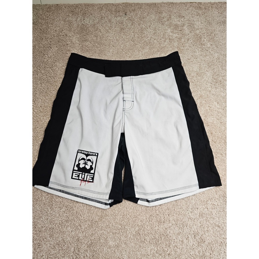Jeremy Horns Elite MMA Grappling Board Shorts Black White Mens Size 36 USA Made